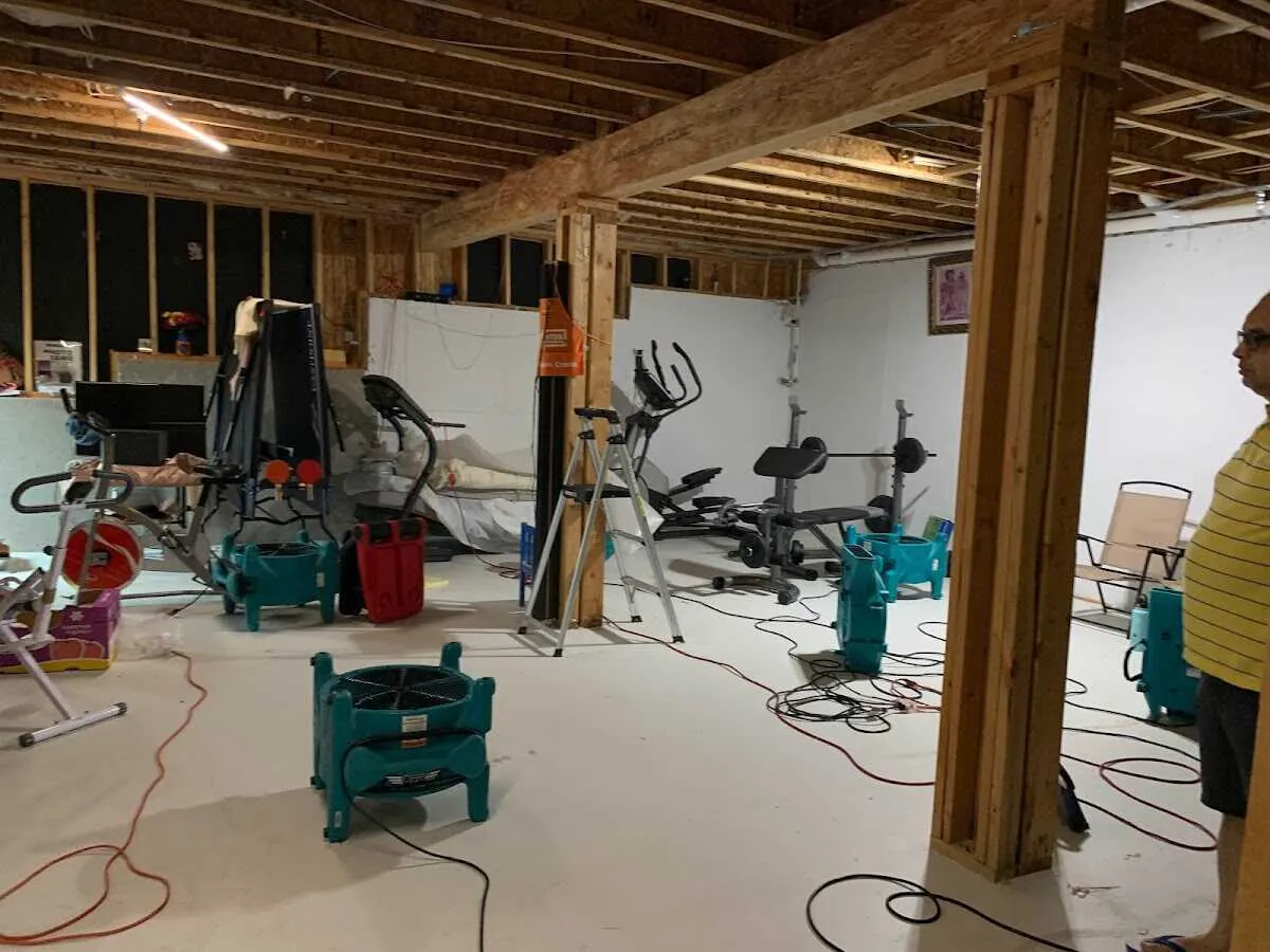 Basement drying equipment setup for Structural Drying in Tupper Lake